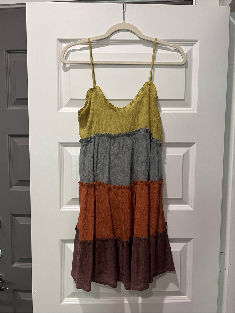 Papaya Ruffle Trim Spaghetti Strap Dress